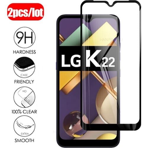 2Pcs Protective Tempered Glass on For LG K22 6.2" Full Cover Screen Protector Glass Film