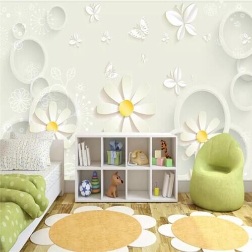 3D stereo simple chrysanthemum background wall professional production mural wallpaper wholesale custom poster photo wall