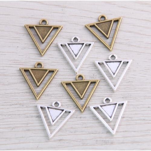 40pcs/lot 18x19mm Deathly Hallows Triangle Pendants Necklaces DIY Metal Charms