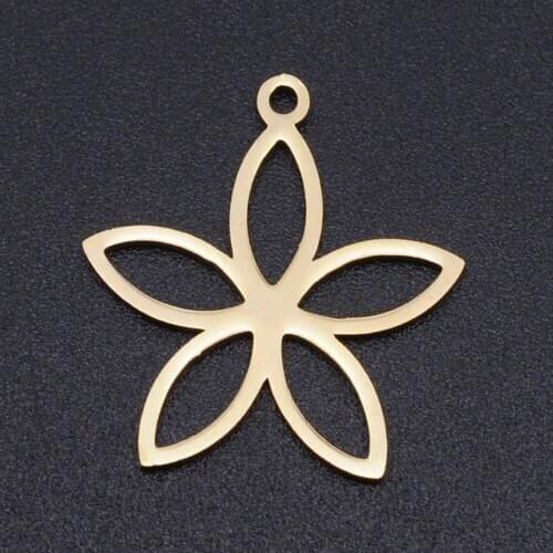 5pcs/Lot 100% Stainless Steel Flower Charms DIY Necklace Bracelet Making Pendants