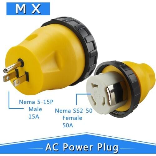 Nema 5-15P to Nema SS2-50R 15A Male to 50A Female RV Camp Adapter 15A 50A