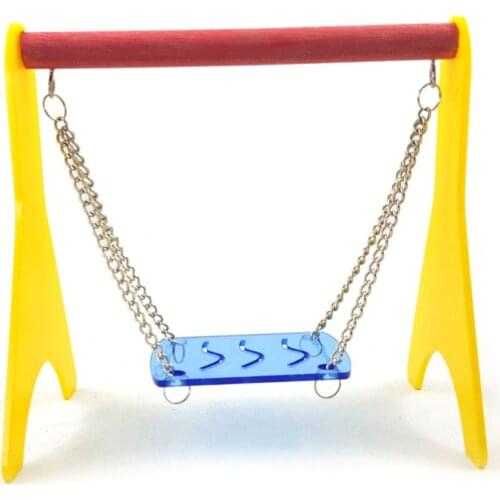 Acrylic Swing Chicken Toy with Hanging Chain Baby Chick Perch Cage for Bird Parrot Hens Macaw Training Stand Holder