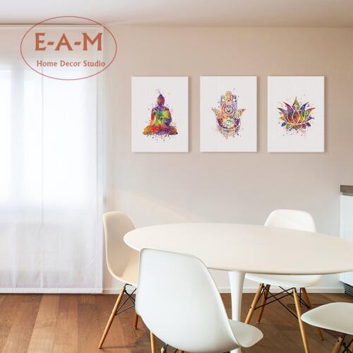 Watercolor Buddha Lotus Canvas Art Print Painting Poster Wall Pictures For Living Room Home Decorative Bedroom Decor No Frame