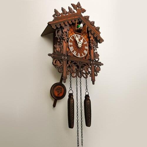 Cuckoo Clock Living Room Decoration Forest Wooden Vintage Nordic Style Cuckoo Wall Alarm Clock for Home Decoration Accessory