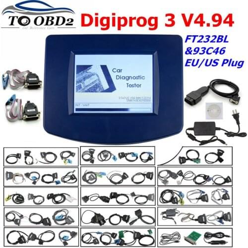 Digiprog3 Full set Digiprog 3 V4.94 programmer DigiprogIII with FTDI Chip Mileage Tool for Many Cars With EU/US Plug good qualit