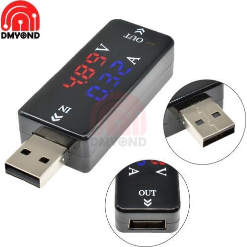 Dual Display Digital USB Current Measurement Volt 3.3V Voltege Voltmeter Ammeter Detector for Mobile Phone Black Tester Tools
