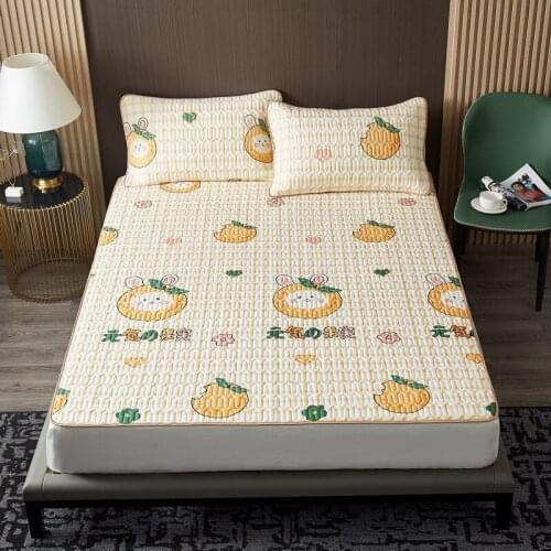 Breathable Latex Summer Bed Mat Soft Skin-friendly Cool Sleeping Mat Anti-skid Bed Protective Pad Washable Folding Mat