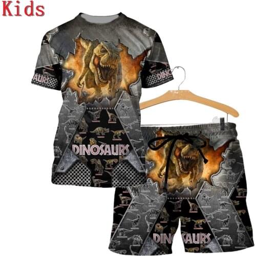 Love Dinosaur 3D Printed T Shirts And Shorts Kids Funny Childrens Suit Boy Girl Summer Short Sleeve Suit Kids Apparel 7