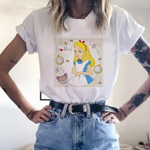 Alice in Wonderland T Shirt Women Summer Casual Tshirts Tees Harajuku Graphic Tops Kawaii Female T-shirt,Drop Ship