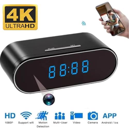 4K1080P HD Clock Mini WIFI Camera Wireless IR Night View Alarm Camcorder PK Z10 Digital Clock Micra Cam suport Hidden tf card