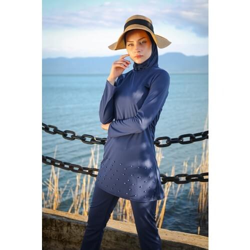 Islamic Women 2021 Jowl Game Women Full closed-Navy blue