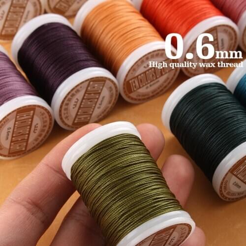 2021 Round Waxed Thread for Leather Craft Sewing Polyester Cord Wax Coated Strings Braided Wallet Saddle DIY Bag Shoes 0.6mm