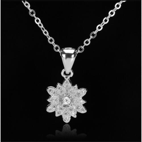 925 Sterling Silver Flower Pendant with AAA Cubic Zircon Snowflake Pendant Necklace Elegant Fashion Jewelry For Women Girls
