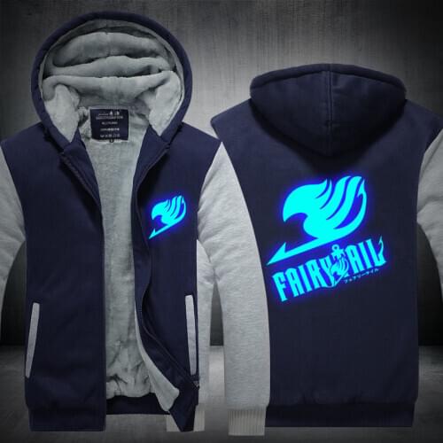 Jacket Men Warm Fleece Zipper Coat 2019 Winter Thick Mens SportWear Tracksuit FAIRY TAIL Cosplay Costume Male European Hoodies