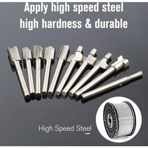 Hot 10pcs 1/8 Mini Shank Hss Woodworking Blade For Edge Engraving Machine Pattern Trimming Milling Router Bits