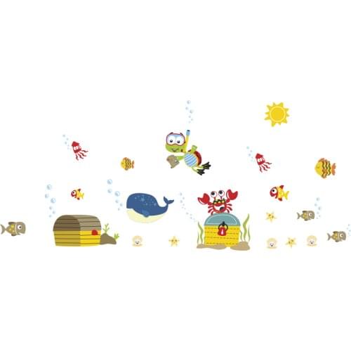 Seabed Fish Wall Sticker Cartoon Wall Sticker For Kids Rooms Bathroom Home Decor Nursery quarto Decals Poster