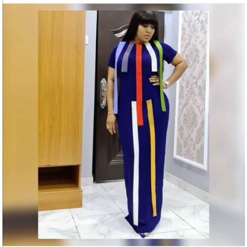 HGTE Africa Dress African Dresses For Women Dashiki Stripe Patchwok Robe Boubou Africaine Femme Bazin Plus Size African Clothes