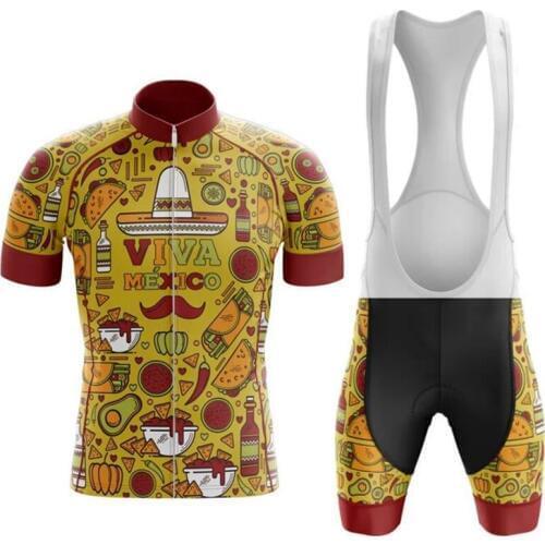 NEW Mexico Men cycling jersey Quick Dry cycling sets short sleeve cycling Suit Road Bicycle clothes GEL Breathable Pad