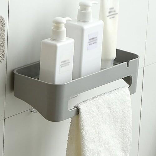 Plastic Bathroom Shelf Organizer Shampoo Storage Rack Wall Mounted Toilet Paper Shampoo Towel Holder Bathroom Accessories