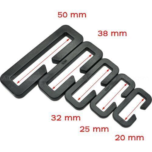 Looploc Plastic Rectangular Ring Buckle Ribbon Slider Belt Accessories Black