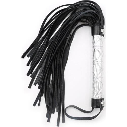 Bdsm Bondage Whip Leather Black Tassel Silver Handle Whip Bdsm Spanking Flogger Sex Toys For Couples Woman Adult Games