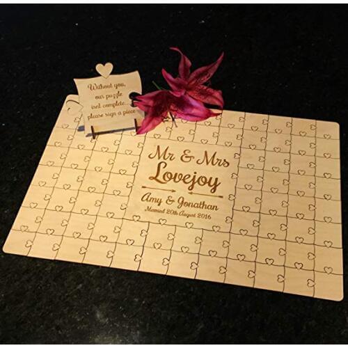 Customize rustic puzzle Jigsaw Puzzle Wedding Guest Wishing Books Alternative Wooden guestbooks party favors decorations