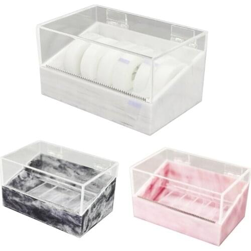 Q1QD 6Rolls Dustproof Eyelash Tape Cutter Acrylic Multi-Grids Tapes Storage Dispenser