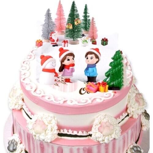 3D Characters Merry Christmas Cake Toppers Boy girl Resin Christmas Party Topper cake dessert for kids birthday Xmas cake gifts