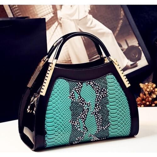 Cowhide Leather Women handbag 2021 new fashion Serpentine portable tote bag ladies crystal diamonds shoulder messenger bags