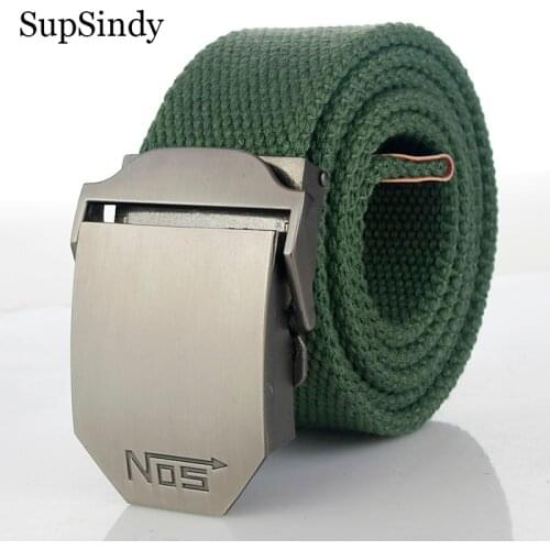 SupSindy men&women Canvas belt luxury Alloy buckle military belt Army tactical belts for Male jeans High quality men strap Black