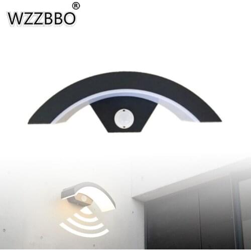12W/18W LED with Induction Wall Light Outdoor Porch Lights Curved Stylish Garden Lamp Waterproof Fixture Decor Lighting Landscap