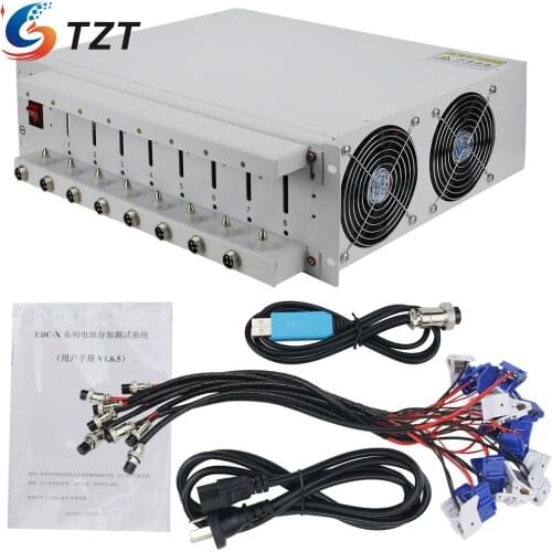 TZT EBC-X 8 Channels 18650 Battery Capacity Tester with Battery Holder Charge & Discharge 10A Aging Test