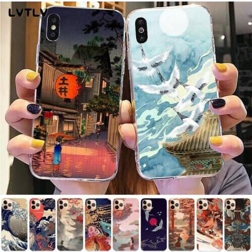 LVTLV Japanese style Art Japan Phone Case Cover for iPhone 8 7 6 6S Plus X 5S SE 2020 XR 11 pro XS MAX