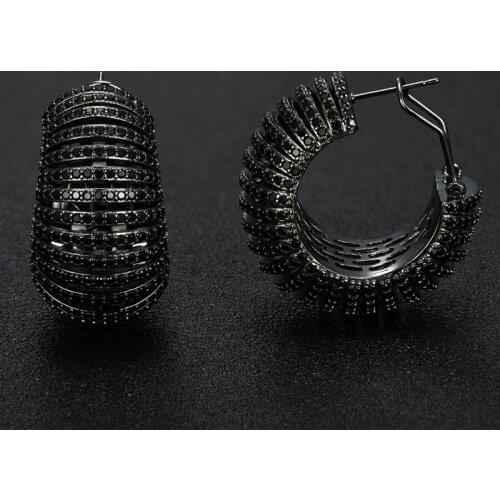 Zlxgirl jewelry luxury brand jet Cubic Zirconia womens wedding earrings jewelry high quality women Cooper Brincos brinco ears