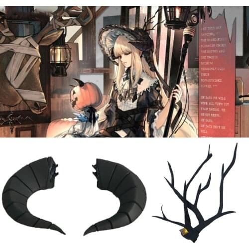 Game Arknights Nightingale Cosplay Horns Head Clip Headwear Hairwear Cosplay Props Accessories Hair Clip Halloween Carnival set