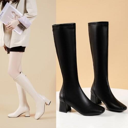 2021 Luxury Brand Over-the-knee Boots Womens New Winter Shoes Stretch Flock Boots Metal Zip High Heels Keep Warm Riding Boots