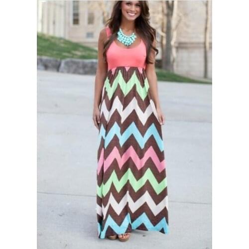 2021 Summer Women Dress Striped Design Long Boho Dress Lady Sleeveless Beach Summer Sundrss Maxi Dress Female Sexy Clothing