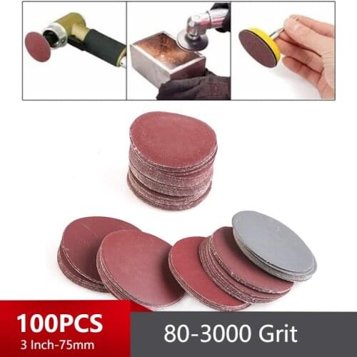 100pcs 3Inch Sander Disc Sanding Discs 80-3000 Grit Sanding Disc Round Abrasive Dry Sandpaper Abrasive Tools Accessories