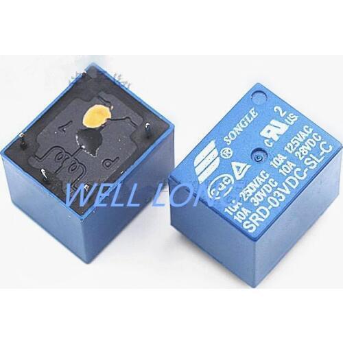 100 pcs/lot ) 3V DC Coil SPDT Power Relay,250V AC/30V DC ,10 Amps, SRD-03VDC-SL-C