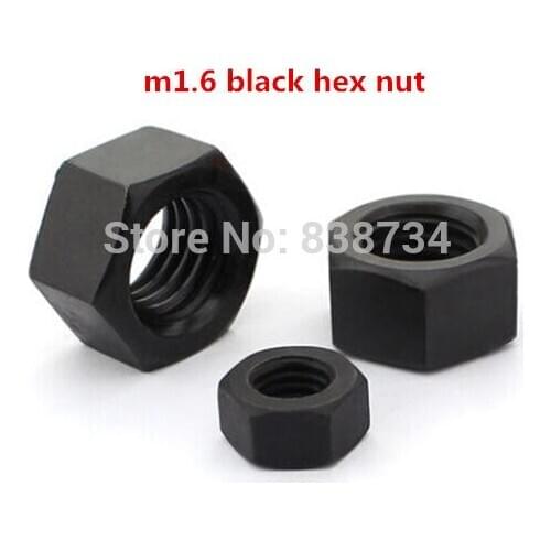 100pcs m1.6 steel with oxide black hex nut DIN934