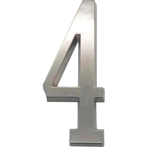 101mm Floating Modern House Number Satin Nickel Door Home Address Numbers for House Digital Outdoor Sign Plates 4 Inch. #4