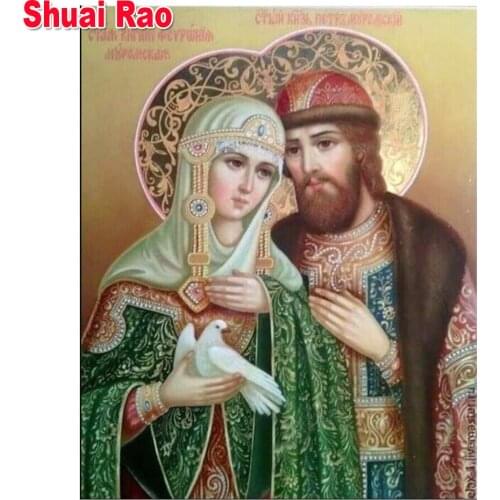 5d diy diamond painting Sts. Peter and Fevronia off Murom mosaic diamond embroidery square round cross stitch home decor