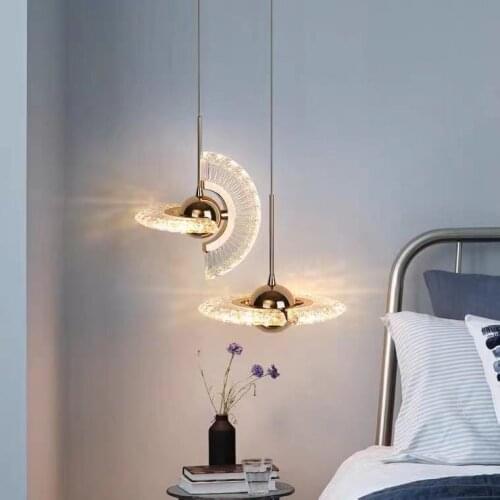 American Led Luxury Acrylic UFO Iron Chandelier For Study Room Bedside Living Room Bar Art Chandelier Hotel Lobby Decor Light