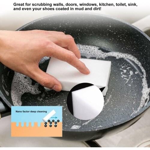 White Cleaning Sponges Scouring Pads Magic Dishwashing Brushes Decontamination Wiping Sponges Kitchen Cleaning Tools