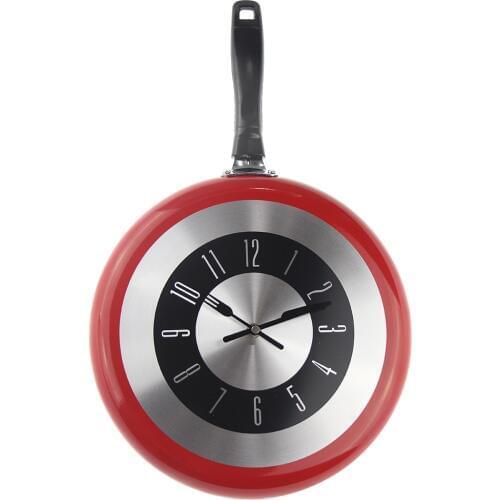 Large 12Inch Wall Clock Modern Design Kitchen Frying Pan Metal Clock Fashion Style Home Decor Big Watch Horloge Murale Wanduhren