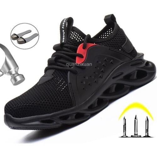 Summer safety shoes for men work boots mash breathable work safety boots indestructible protective footwear male plus size 36-48