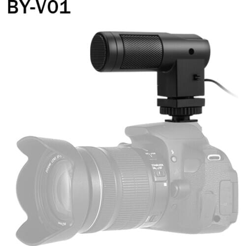 BOYA BY-V01 Mini Condenser Interview Stereo Microphone for DSLR Camera Microphone for Canon 800D 760D 750D 80D 77D 7D 6D 70D 60D