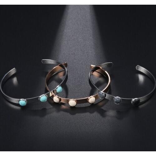 Natural Stone Bangle Bracelet Women Valentines Gift Female Bohemian Cuff Bracelets & Bangles Femme Jewelry SL-0277