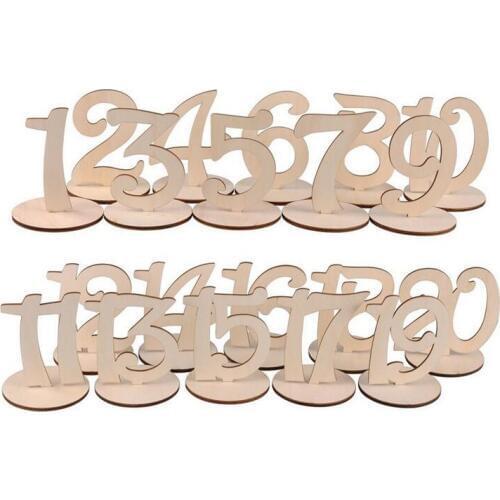 Wooden Table Number 1-20 Place Holder Table Number Figure Card Base Wedding Birthday Party Decoration 20 sets ZA5682
