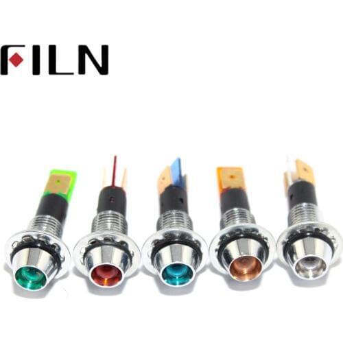 FILN metal pilot lamp indicator light in 8mm red yellow blue green white 12v 220v led with solder terminal